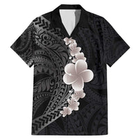Hawaiian Tropical Plumeria Art Polynesian Tattoo Family Matching Mermaid Dress and Hawaiian Shirt Grayscale Color