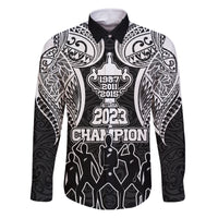 New Zealand Rugby Family Matching Mermaid Dress and Hawaiian Shirt Aotearoa Champion Cup History with Haka Dance LT03 Dad's Shirt - Long Sleeve Black - Polynesian Pride