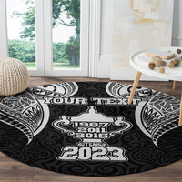 Personalised New Zealand Rugby Round Carpet Aotearoa Champion Cup History with Haka Dance LT03 - Polynesian Pride