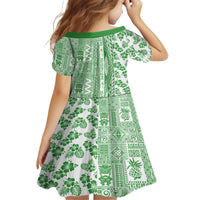 Hawaii Family Matching Puletasi Dress and Hawaiian Shirt Aloha Tropical Plants Tribal Pattern Green Version LT03 - Polynesian Pride