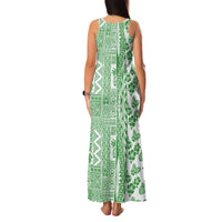 Hawaii Family Matching Tank Maxi Dress and Hawaiian Shirt Aloha Tropical Plants Tribal Pattern Green Version LT03 - Polynesian Pride