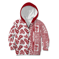 Hawaii Kid Hoodie Aloha Tropical Plants Tribal Pattern Red Version LT03 - Polynesian Pride