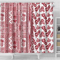 Hawaii Shower Curtain Aloha Tropical Plants Tribal Pattern Red Version LT03 - Polynesian Pride