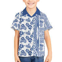 Hawaii Hawaiian Shirt Aloha Tropical Plants Tribal Pattern Blue Version LT03 - Polynesian Pride