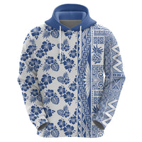 Hawaii Hoodie Aloha Tropical Plants Tribal Pattern Blue Version LT03 - Polynesian Pride