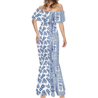 Hawaii Mermaid Dress Aloha Tropical Plants Tribal Pattern Blue Version LT03 - Polynesian Pride