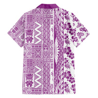 Hawaii Family Matching Puletasi Dress and Hawaiian Shirt Aloha Tropical Plants Tribal Pattern Pink Version LT03 - Polynesian Pride