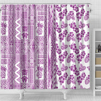 Hawaii Shower Curtain Aloha Tropical Plants Tribal Pattern Pink Version LT03 - Polynesian Pride