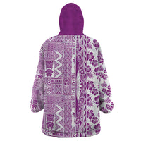 Hawaii Wearable Blanket Hoodie Aloha Tropical Plants Tribal Pattern Pink Version LT03 - Polynesian Pride