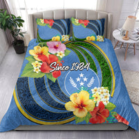 Kosrae Constitution Day Bedding Set Hibiscus Mix Maori Tattoo Pattern LT03 - Polynesian Pride