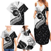 Personalised Aotearoa Lawn Bowls Family Matching Summer Maxi Dress and Hawaiian Shirt Maori and Silver Fern Half Style LT03 - Polynesian Pride