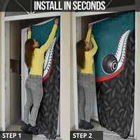 Aotearoa Lawn Bowls Door Cover Maori and Silver Fern Sporty Style Teal Color LT03 - Polynesian Pride