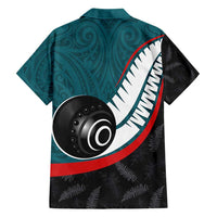 Personalised Aotearoa Lawn Bowls Family Matching Puletasi and Hawaiian Shirt Maori and Silver Fern Sporty Style Teal Color LT03 - Polynesian Pride