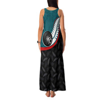 Personalised Aotearoa Lawn Bowls Family Matching Tank Maxi Dress and Hawaiian Shirt Maori and Silver Fern Sporty Style Teal Color LT03 - Polynesian Pride