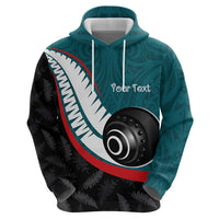 Personalised Aotearoa Lawn Bowls Hoodie Maori and Silver Fern Sporty Style Teal Color LT03 - Polynesian Pride