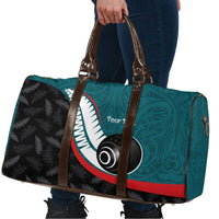 Personalised Aotearoa Lawn Bowls Travel Bag Maori and Silver Fern Sporty Style Teal Color LT03 - Polynesian Pride