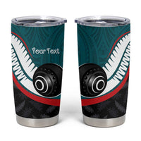 Personalised Aotearoa Lawn Bowls Tumbler Cup Maori and Silver Fern Sporty Style Teal Color LT03 Teal - Polynesian Pride