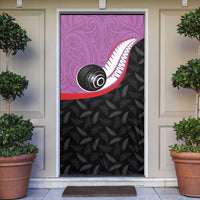 Aotearoa Lawn Bowls Door Cover Maori and Silver Fern Sporty Style Pink Color LT03 Pink - Polynesian Pride