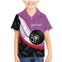 Personalised Aotearoa Lawn Bowls Family Matching Mermaid Dress and Hawaiian Shirt Maori and Silver Fern Sporty Style Pink Color LT03 Son's Shirt Pink - Polynesian Pride