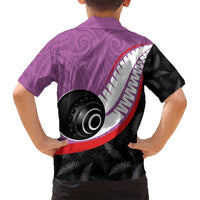 Personalised Aotearoa Lawn Bowls Family Matching Tank Maxi Dress and Hawaiian Shirt Maori and Silver Fern Sporty Style Pink Color LT03 - Polynesian Pride