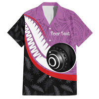 Personalised Aotearoa Lawn Bowls Family Matching Tank Maxi Dress and Hawaiian Shirt Maori and Silver Fern Sporty Style Pink Color LT03 Dad's Shirt - Short Sleeve Pink - Polynesian Pride