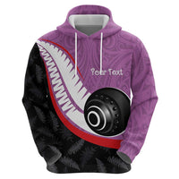Personalised Aotearoa Lawn Bowls Hoodie Maori and Silver Fern Sporty Style Pink Color LT03 - Polynesian Pride