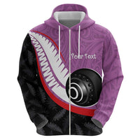 Personalised Aotearoa Lawn Bowls Hoodie Maori and Silver Fern Sporty Style Pink Color LT03 - Polynesian Pride