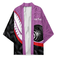 Personalised Aotearoa Lawn Bowls Kimono Maori and Silver Fern Sporty Style Pink Color LT03 Unisex Pink - Polynesian Pride