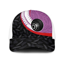 Aotearoa Lawn Bowls Mesh Trucker Cap Maori and Silver Fern Sporty Style Pink Color - Polynesian Pride