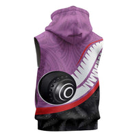 Personalised Aotearoa Lawn Bowls Sleeveless Zip Hoodie Maori and Silver Fern Sporty Style Pink Color LT03 - Polynesian Pride