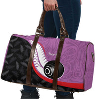 Personalised Aotearoa Lawn Bowls Travel Bag Maori and Silver Fern Sporty Style Pink Color LT03 - Polynesian Pride