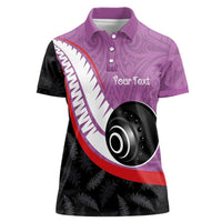 Personalised Aotearoa Lawn Bowls Women Polo Shirt Maori and Silver Fern Sporty Style Pink Color LT03 Female Pink - Polynesian Pride