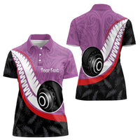 Personalised Aotearoa Lawn Bowls Women Polo Shirt Maori and Silver Fern Sporty Style Pink Color LT03 - Polynesian Pride