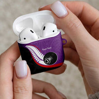 Personalised Aotearoa Lawn Bowls AirPods Case Maori and Silver Fern Sporty Style Purple Color LT03 - Polynesian Pride