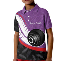 Personalised Aotearoa Lawn Bowls Kid Polo Shirt Maori and Silver Fern Sporty Style Purple Color LT03 Kid Purple - Polynesian Pride