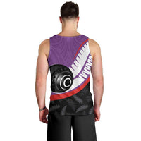 Personalised Aotearoa Lawn Bowls Men Tank Top Maori and Silver Fern Sporty Style Purple Color LT03 - Polynesian Pride
