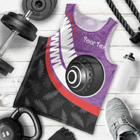 Personalised Aotearoa Lawn Bowls Men Tank Top Maori and Silver Fern Sporty Style Purple Color LT03 - Polynesian Pride