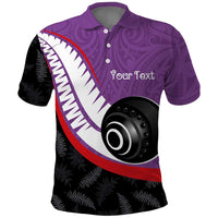 Personalised Aotearoa Lawn Bowls Polo Shirt Maori and Silver Fern Sporty Style Purple Color LT03 Purple - Polynesian Pride