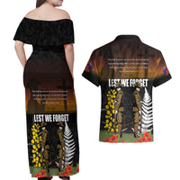 New Zealand and Australia ANZAC Day Couples Matching Off Shoulder Maxi Dress and Hawaiian Shirt Soldier and Last Post Camouflage Pattern LT03 - Polynesian Pride
