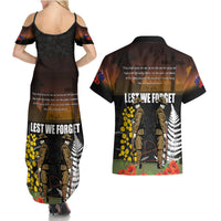 New Zealand and Australia ANZAC Day Couples Matching Summer Maxi Dress and Hawaiian Shirt Soldier and Last Post Camouflage Pattern LT03 - Polynesian Pride