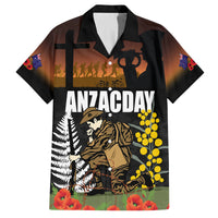 New Zealand and Australia ANZAC Day Family Matching Off Shoulder Short Dress and Hawaiian Shirt Soldier and Last Post Camouflage Pattern LT03 Dad's Shirt - Short Sleeve Black - Polynesian Pride