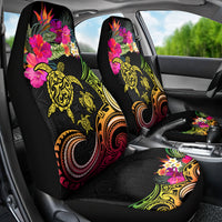 Hawaii Turtle Day Car Seat Cover Polynesian Tattoo and Hibiscus Flowers