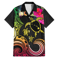 Hawaii Turtle Day Family Matching Mermaid Dress and Hawaiian Shirt Polynesian Tattoo and Hibiscus Flowers