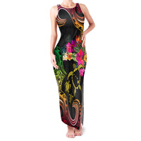 Hawaii Turtle Day Family Matching Tank Maxi Dress and Hawaiian Shirt Polynesian Tattoo and Hibiscus Flowers