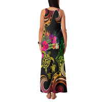 Hawaii Turtle Day Family Matching Tank Maxi Dress and Hawaiian Shirt Polynesian Tattoo and Hibiscus Flowers