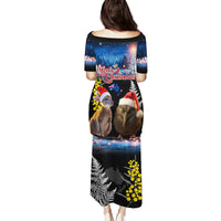 New Zealand and Australia Merry Christmas Family Matching Puletasi and Hawaiian Shirt Kiwi Bird and Kangaroo Xmas Vibe LT03 - Polynesian Pride