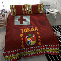 Tonga Independence Day Bedding Set National Flag and Emblem with Ngatu Art Pattern