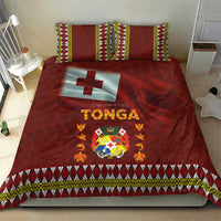 Tonga Independence Day Bedding Set National Flag and Emblem with Ngatu Art Pattern