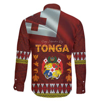 Tonga Independence Day Family Matching Off Shoulder Maxi Dress and Hawaiian Shirt National Flag and Emblem with Ngatu Art Pattern