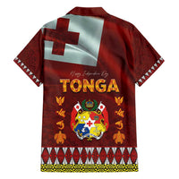 Tonga Independence Day Family Matching Short Sleeve Bodycon Dress and Hawaiian Shirt National Flag and Emblem with Ngatu Art Pattern LT03 - Polynesian Pride